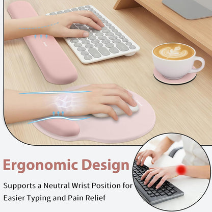 Mouse Pad and Keyboard Wrist Rest, 3-in-1 Gel Memory Foam Ergonomic Mouse Pad with Wrist Rest Set,Gaming Mousepad Arm Cushion Support for Computer Office Desk Accessories Cute Setup,Sage Green