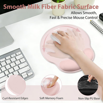 Mouse Pad and Keyboard Wrist Rest, 3-in-1 Gel Memory Foam Ergonomic Mouse Pad with Wrist Rest Set,Gaming Mousepad Arm Cushion Support for Computer Office Desk Accessories Cute Setup,Sage Green