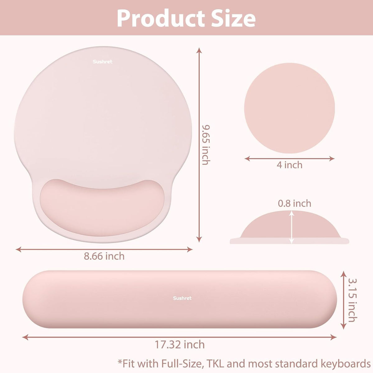 Mouse Pad and Keyboard Wrist Rest, 3-in-1 Gel Memory Foam Ergonomic Mouse Pad with Wrist Rest Set,Gaming Mousepad Arm Cushion Support for Computer Office Desk Accessories Cute Setup,Sage Green