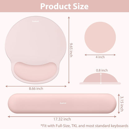 Mouse Pad and Keyboard Wrist Rest, 3-in-1 Gel Memory Foam Ergonomic Mouse Pad with Wrist Rest Set,Gaming Mousepad Arm Cushion Support for Computer Office Desk Accessories Cute Setup,Sage Green