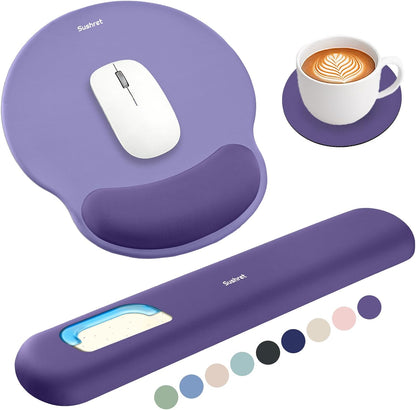 Mouse Pad and Keyboard Wrist Rest, 3-in-1 Gel Memory Foam Ergonomic Mouse Pad with Wrist Rest Set,Gaming Mousepad Arm Cushion Support for Computer Office Desk Accessories Cute Setup,Sage Green