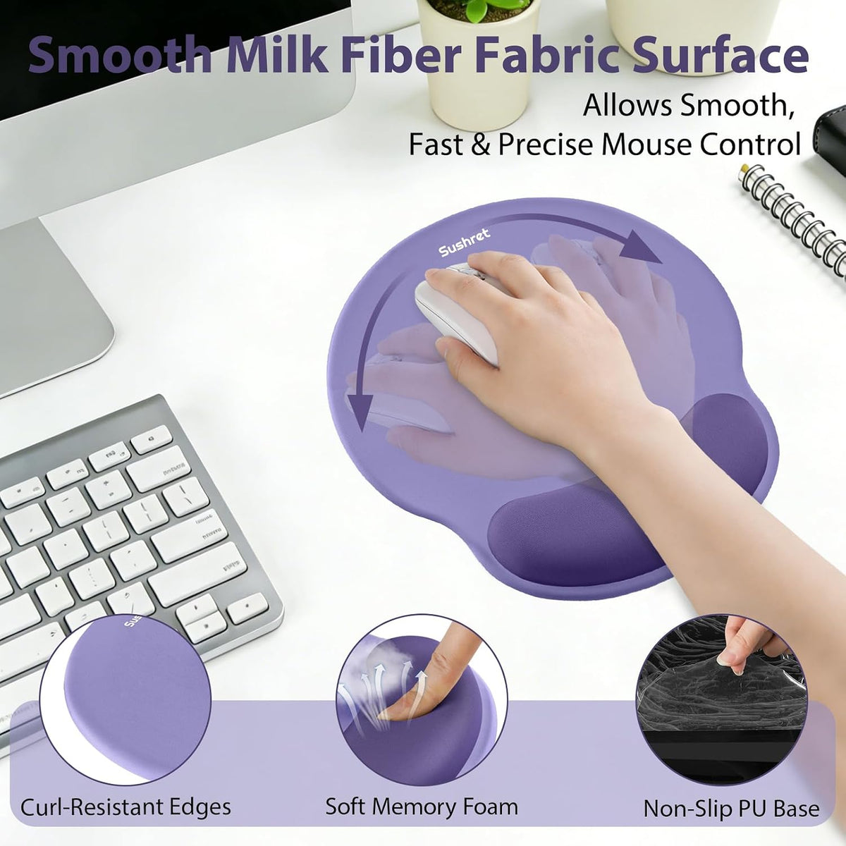 Mouse Pad and Keyboard Wrist Rest, 3-in-1 Gel Memory Foam Ergonomic Mouse Pad with Wrist Rest Set,Gaming Mousepad Arm Cushion Support for Computer Office Desk Accessories Cute Setup,Sage Green