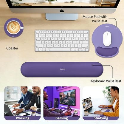 Mouse Pad and Keyboard Wrist Rest, 3-in-1 Gel Memory Foam Ergonomic Mouse Pad with Wrist Rest Set,Gaming Mousepad Arm Cushion Support for Computer Office Desk Accessories Cute Setup,Sage Green