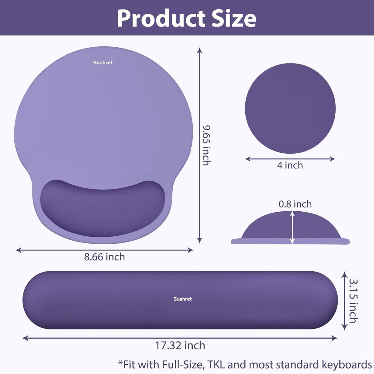 Mouse Pad and Keyboard Wrist Rest, 3-in-1 Gel Memory Foam Ergonomic Mouse Pad with Wrist Rest Set,Gaming Mousepad Arm Cushion Support for Computer Office Desk Accessories Cute Setup,Sage Green