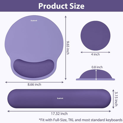 Mouse Pad and Keyboard Wrist Rest, 3-in-1 Gel Memory Foam Ergonomic Mouse Pad with Wrist Rest Set,Gaming Mousepad Arm Cushion Support for Computer Office Desk Accessories Cute Setup,Sage Green
