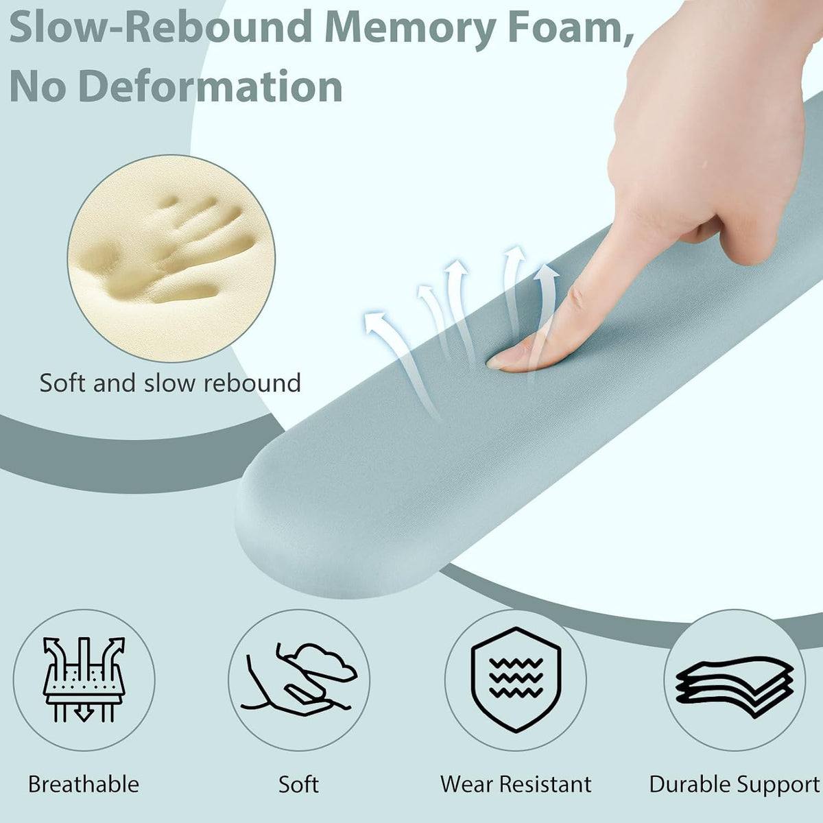 Mouse Pad and Keyboard Wrist Rest, 3-in-1 Gel Memory Foam Ergonomic Mouse Pad with Wrist Rest Set,Gaming Mousepad Arm Cushion Support for Computer Office Desk Accessories Cute Setup,Sage Green