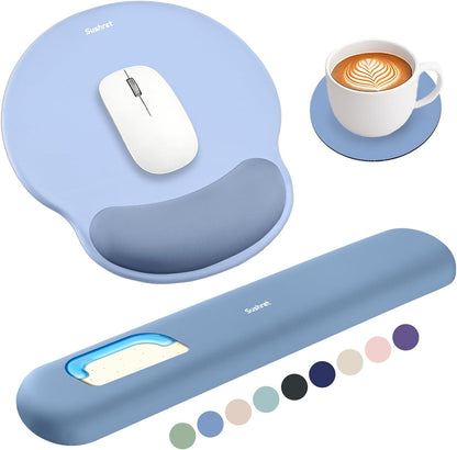 Mouse Pad and Keyboard Wrist Rest, 3-in-1 Gel Memory Foam Ergonomic Mouse Pad with Wrist Rest Set,Gaming Mousepad Arm Cushion Support for Computer Office Desk Accessories Cute Setup,Sage Green