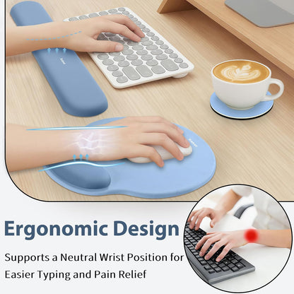 Mouse Pad and Keyboard Wrist Rest, 3-in-1 Gel Memory Foam Ergonomic Mouse Pad with Wrist Rest Set,Gaming Mousepad Arm Cushion Support for Computer Office Desk Accessories Cute Setup,Sage Green