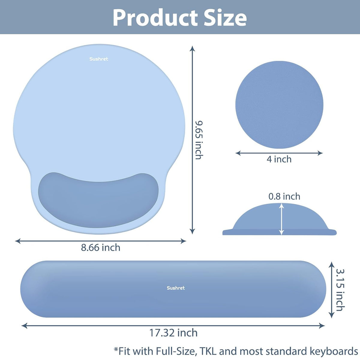 Mouse Pad and Keyboard Wrist Rest, 3-in-1 Gel Memory Foam Ergonomic Mouse Pad with Wrist Rest Set,Gaming Mousepad Arm Cushion Support for Computer Office Desk Accessories Cute Setup,Sage Green