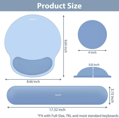 Mouse Pad and Keyboard Wrist Rest, 3-in-1 Gel Memory Foam Ergonomic Mouse Pad with Wrist Rest Set,Gaming Mousepad Arm Cushion Support for Computer Office Desk Accessories Cute Setup,Sage Green
