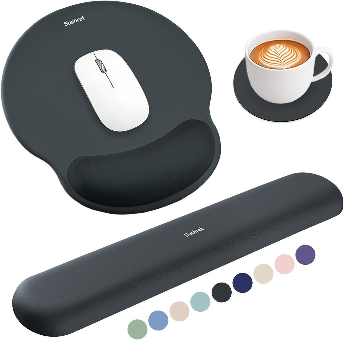 Mouse Pad and Keyboard Wrist Rest, 3-in-1 Gel Memory Foam Ergonomic Mouse Pad with Wrist Rest Set,Gaming Mousepad Arm Cushion Support for Computer Office Desk Accessories Cute Setup,Sage Green