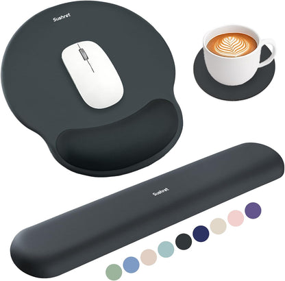 Mouse Pad and Keyboard Wrist Rest, 3-in-1 Gel Memory Foam Ergonomic Mouse Pad with Wrist Rest Set,Gaming Mousepad Arm Cushion Support for Computer Office Desk Accessories Cute Setup,Sage Green