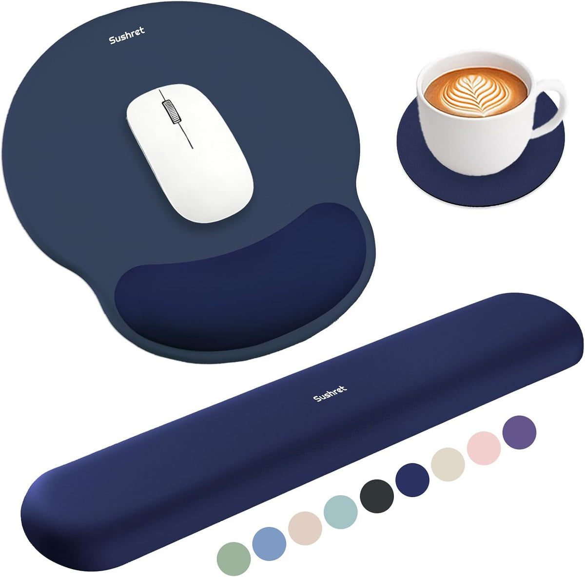 Mouse Pad and Keyboard Wrist Rest, 3-in-1 Gel Memory Foam Ergonomic Mouse Pad with Wrist Rest Set,Gaming Mousepad Arm Cushion Support for Computer Office Desk Accessories Cute Setup,Sage Green