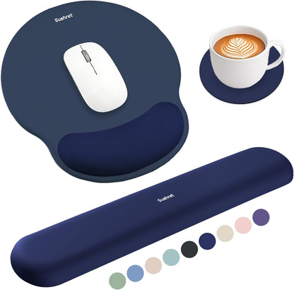 Mouse Pad and Keyboard Wrist Rest, 3-in-1 Gel Memory Foam Ergonomic Mouse Pad with Wrist Rest Set,Gaming Mousepad Arm Cushion Support for Computer Office Desk Accessories Cute Setup,Sage Green