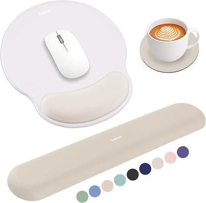 Mouse Pad and Keyboard Wrist Rest, 3-in-1 Gel Memory Foam Ergonomic Mouse Pad with Wrist Rest Set,Gaming Mousepad Arm Cushion Support for Computer Office Desk Accessories Cute Setup,Sage Green