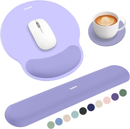 Mouse Pad and Keyboard Wrist Rest, 3-in-1 Gel Memory Foam Ergonomic Mouse Pad with Wrist Rest Set,Gaming Mousepad Arm Cushion Support for Computer Office Desk Accessories Cute Setup,Sage Green