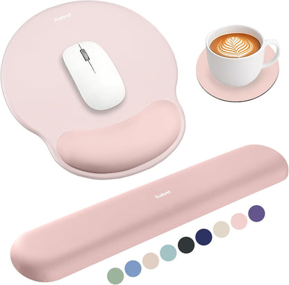 Mouse Pad and Keyboard Wrist Rest, 3-in-1 Gel Memory Foam Ergonomic Mouse Pad with Wrist Rest Set,Gaming Mousepad Arm Cushion Support for Computer Office Desk Accessories Cute Setup,Sage Green