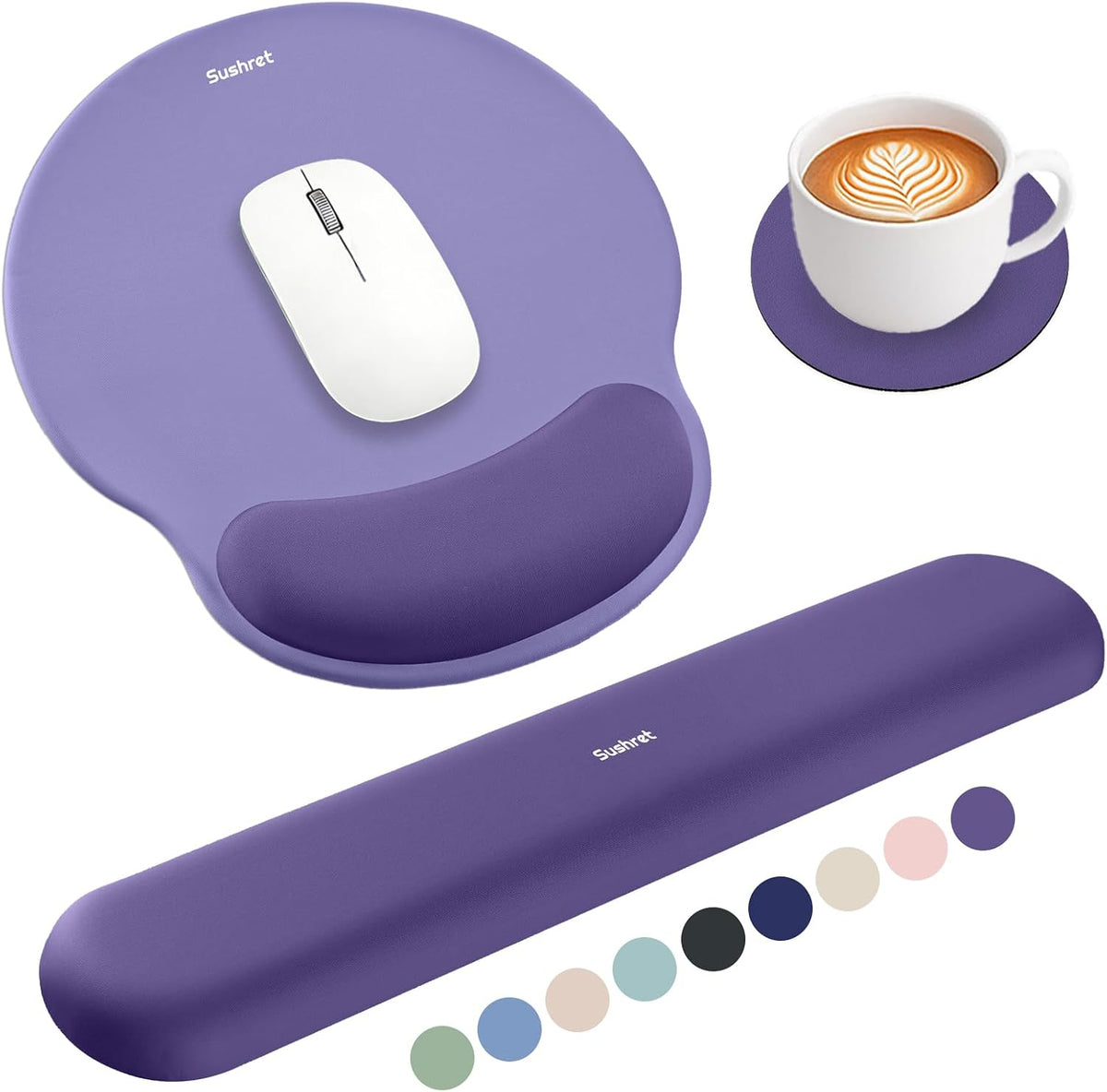 Mouse Pad and Keyboard Wrist Rest, 3-in-1 Gel Memory Foam Ergonomic Mouse Pad with Wrist Rest Set,Gaming Mousepad Arm Cushion Support for Computer Office Desk Accessories Cute Setup,Sage Green
