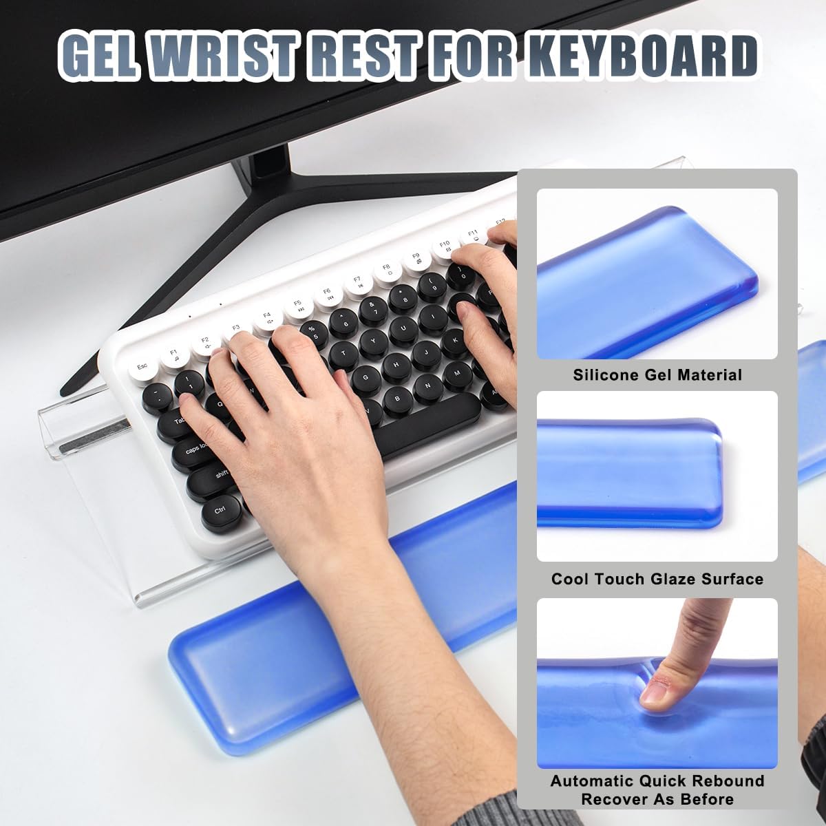 Keyboard Wrist Rest,Gel Wrist Rest for Keyboard-Blue Wrist Rest