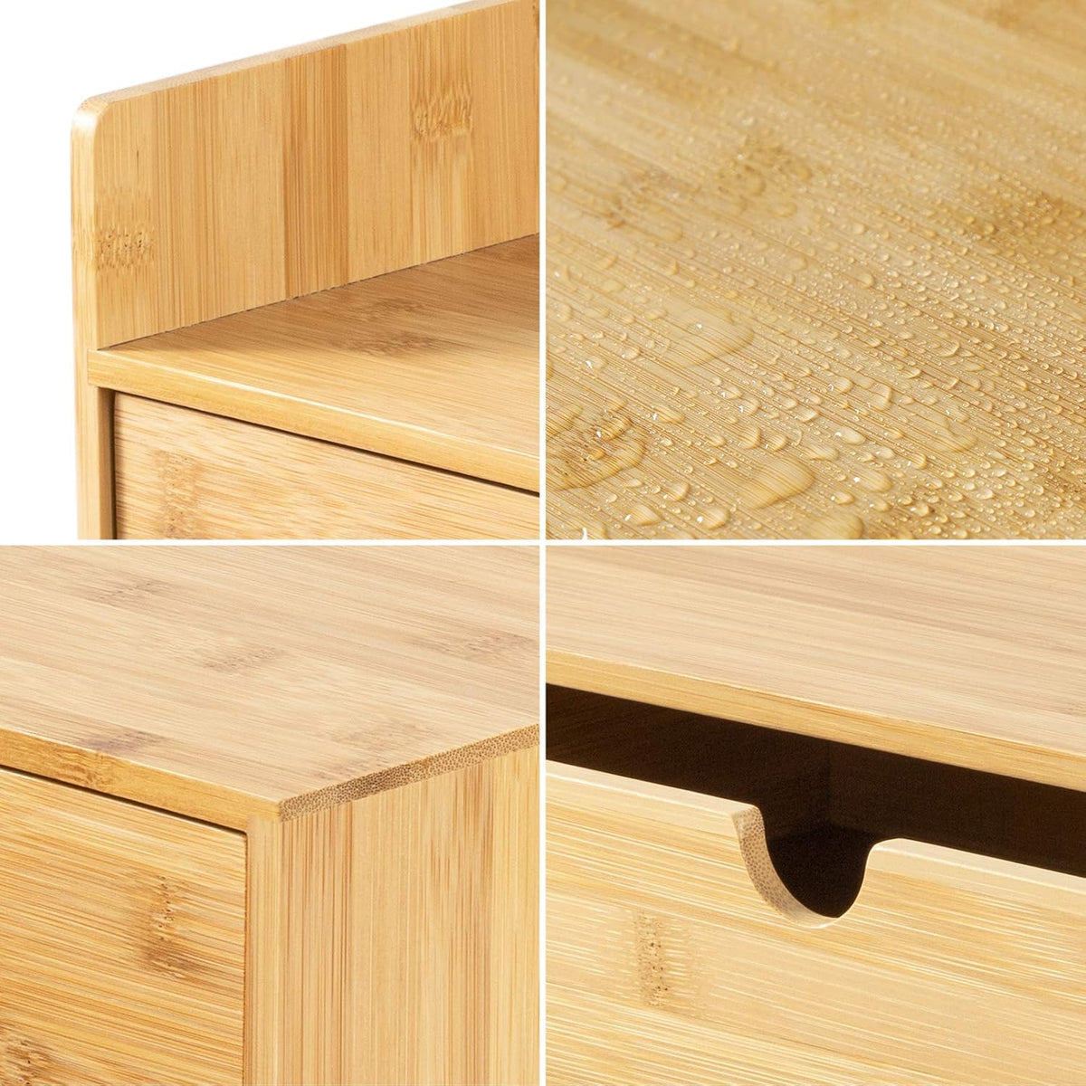 Bamboo Desk Organizer with Drawers, 3-Drawer Desktop Storage Box
