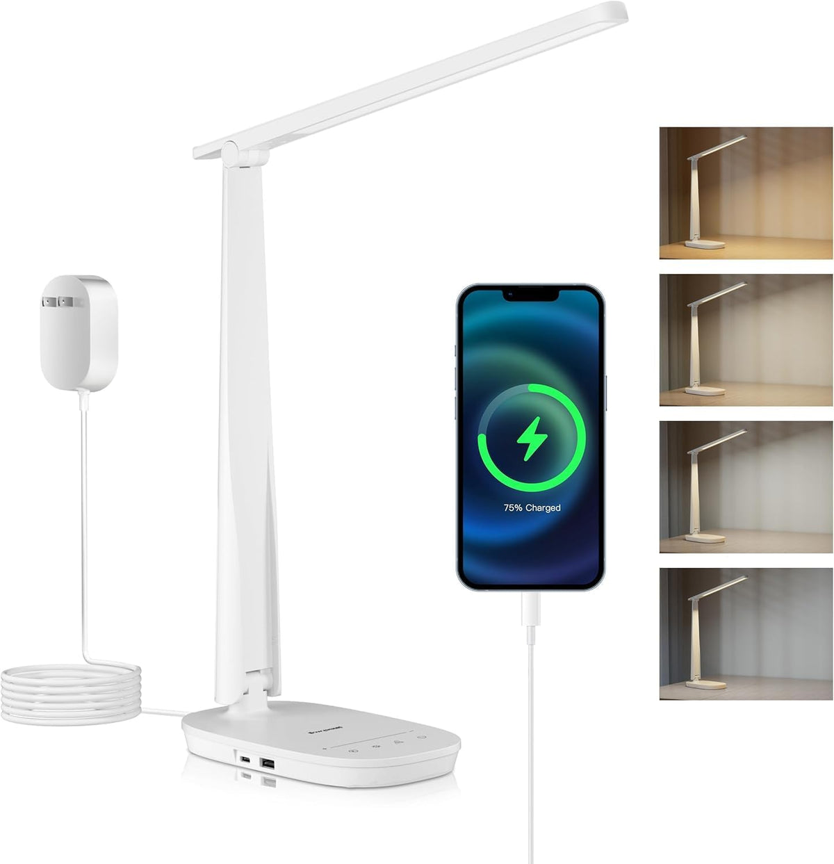 Honeywell HWT-H2 LED Desk Lamp, Eye-Caring Full Spectrum, USB Charging