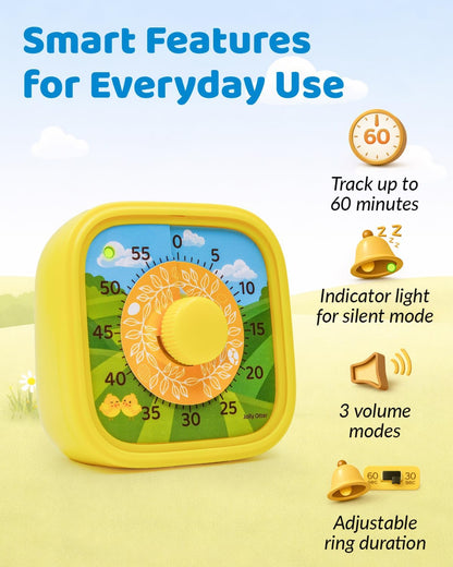 Visual Timer for Kids - The Perfect Kids Timer Visual Aid for Classroom, Home & Desk Use - Great for Study, Productivity, Toddlers Shower & Potty Training Time 60 Minute Countdown Timers (Dinosaur)