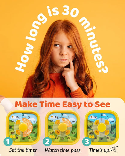 Visual Timer for Kids - The Perfect Kids Timer Visual Aid for Classroom, Home & Desk Use - Great for Study, Productivity, Toddlers Shower & Potty Training Time 60 Minute Countdown Timers (Dinosaur)