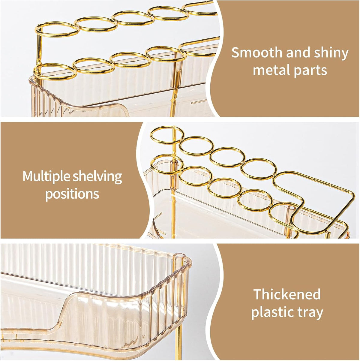 Makeup Organizer 3-Tier Bathroom Counter Organizer with Makeup Brush Holder