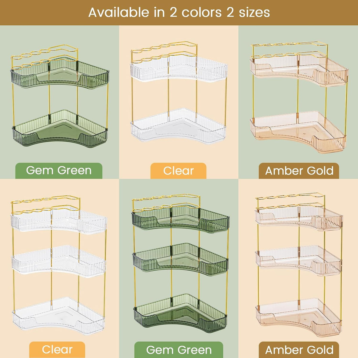 Makeup Organizer 3-Tier Bathroom Counter Organizer with Makeup Brush Holder