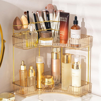 Makeup Organizer 3-Tier Bathroom Counter Organizer with Makeup Brush Holder