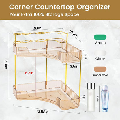 Makeup Organizer 3-Tier Bathroom Counter Organizer with Makeup Brush Holder