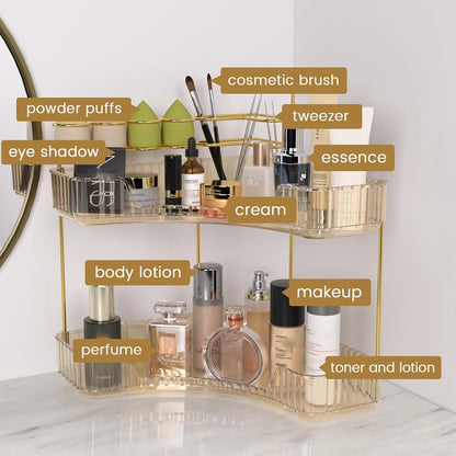 Makeup Organizer 3-Tier Bathroom Counter Organizer with Makeup Brush Holder