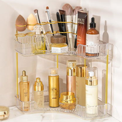 Makeup Organizer 3-Tier Bathroom Counter Organizer with Makeup Brush Holder