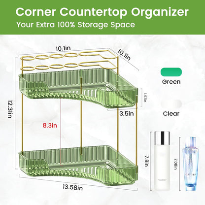 Makeup Organizer 3-Tier Bathroom Counter Organizer with Makeup Brush Holder