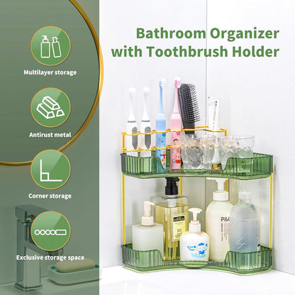 Makeup Organizer 3-Tier Bathroom Counter Organizer with Makeup Brush Holder