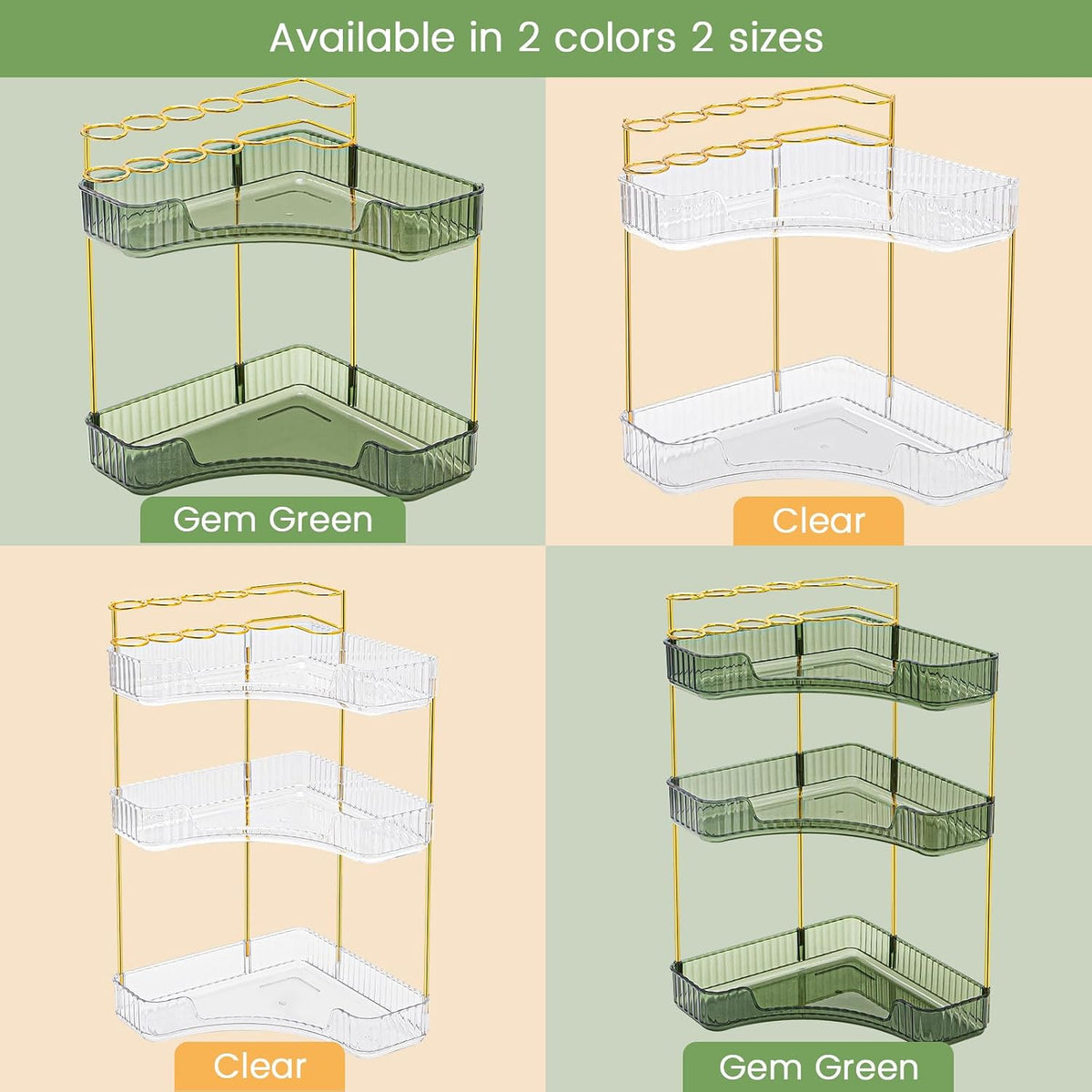 Makeup Organizer 3-Tier Bathroom Counter Organizer with Makeup Brush Holder
