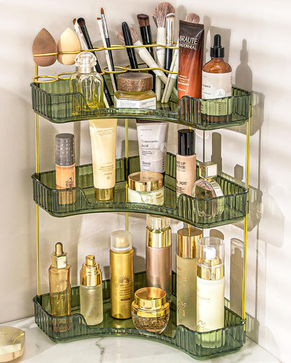 Makeup Organizer 3-Tier Bathroom Counter Organizer with Makeup Brush Holder