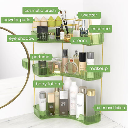 Makeup Organizer 3-Tier Bathroom Counter Organizer with Makeup Brush Holder