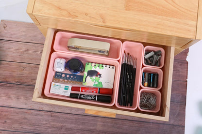 25 PCS Drawer Organizers Set, 4 Size Plastic Storage Bins（Black ）