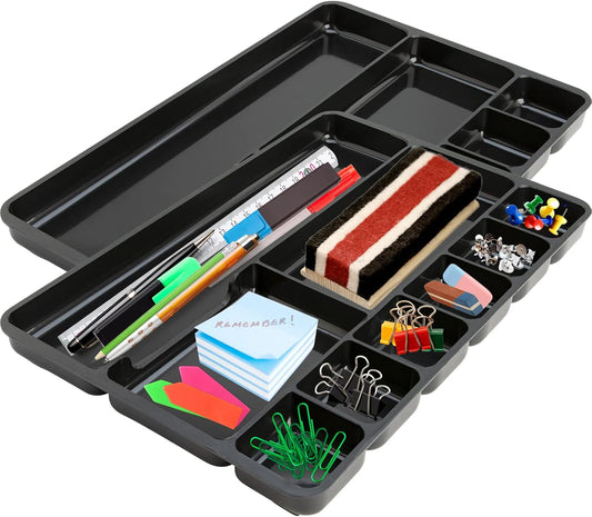 Desk Drawer Organizer 9-compartment Drawer Tray Organizer (2 Pack)
