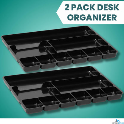 Desk Drawer Organizer 9-compartment Drawer Tray Organizer (2 Pack)