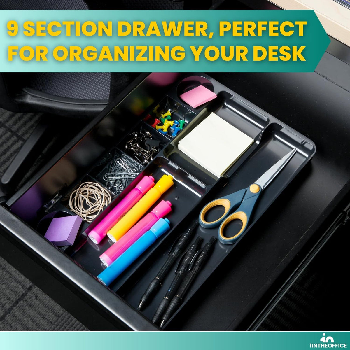 Desk Drawer Organizer 9-compartment Drawer Tray Organizer (2 Pack)