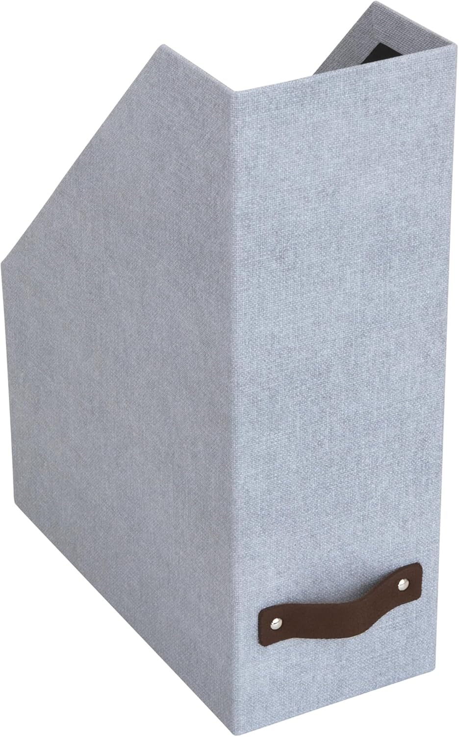 Box of Sweden Estelle Canvas Fiberboard Upright Magazine Holder and Organizer for Papers and Catalogs with Leather Handle - Magazine File Holder for Office Desks - 12.6in x 4.5in x 9.8in - Blue