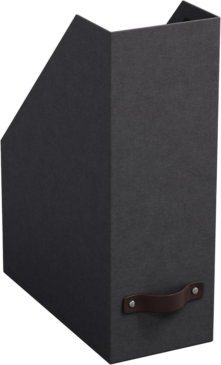 Box of Sweden Estelle Canvas Fiberboard Upright Magazine Holder and Organizer for Papers and Catalogs with Leather Handle - Magazine File Holder for Office Desks - 12.6in x 4.5in x 9.8in - Blue