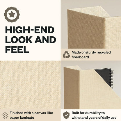 Box of Sweden Estelle Canvas Fiberboard Upright Magazine Holder and Organizer for Papers and Catalogs with Leather Handle - Magazine File Holder for Office Desks - 12.6in x 4.5in x 9.8in - Blue