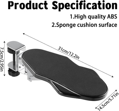 Arm Rest for Desk, Ergonomic Foldable Elbow Rest for Computer Desk, Adjustable Rotating Desk Extender Tray, Mouse Arm Bracket for Couch Keyboards Office Chair Car Massage Table (Black)