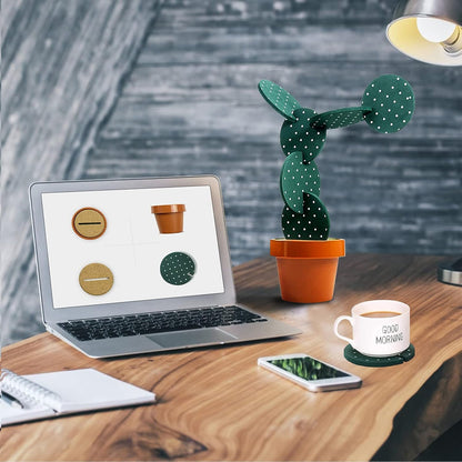 Coasters DIY Cactus Coaster Set of 6 Pieces with Flowerpot Holder for Drinks Novelty Gift for Home Office Bar Decor and Improvement, Brand