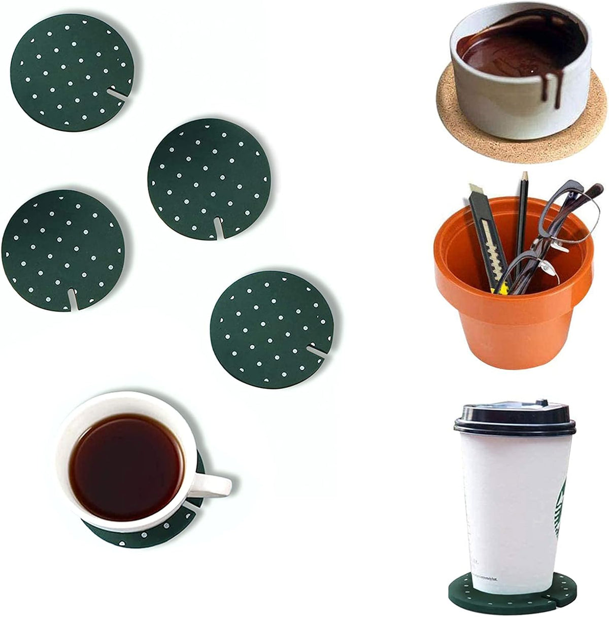 Coasters DIY Cactus Coaster Set of 6 Pieces with Flowerpot Holder for Drinks Novelty Gift for Home Office Bar Decor and Improvement, Brand