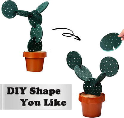 Coasters DIY Cactus Coaster Set of 6 Pieces with Flowerpot Holder for Drinks Novelty Gift for Home Office Bar Decor and Improvement, Brand