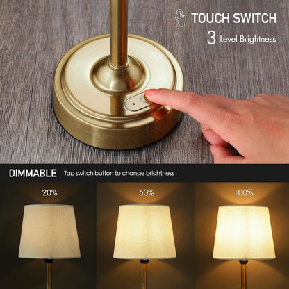 Seraph Cordless Rechargeable LED Table Lamp, Antique Brass